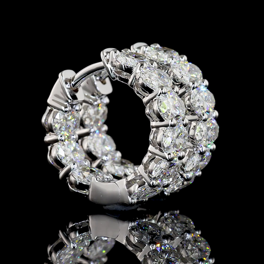 3.14 CTTW Oval Lab Diamond Huggies Earring (E Color and VS Clarity)