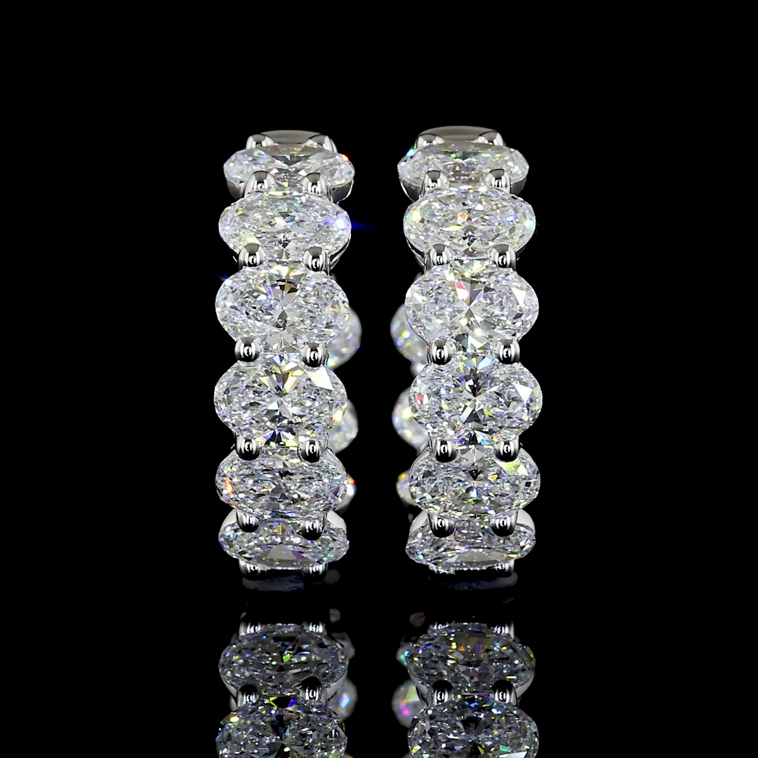 3.18 CTTW Oval Lab Diamond Huggies Earring (E Color and VS Clarity)