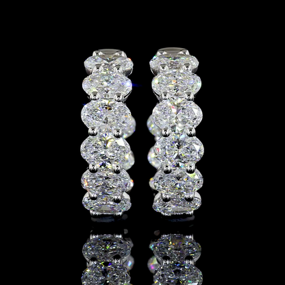 3.18 CTTW Oval Lab Diamond Huggies Earring (E Color and VS Clarity)