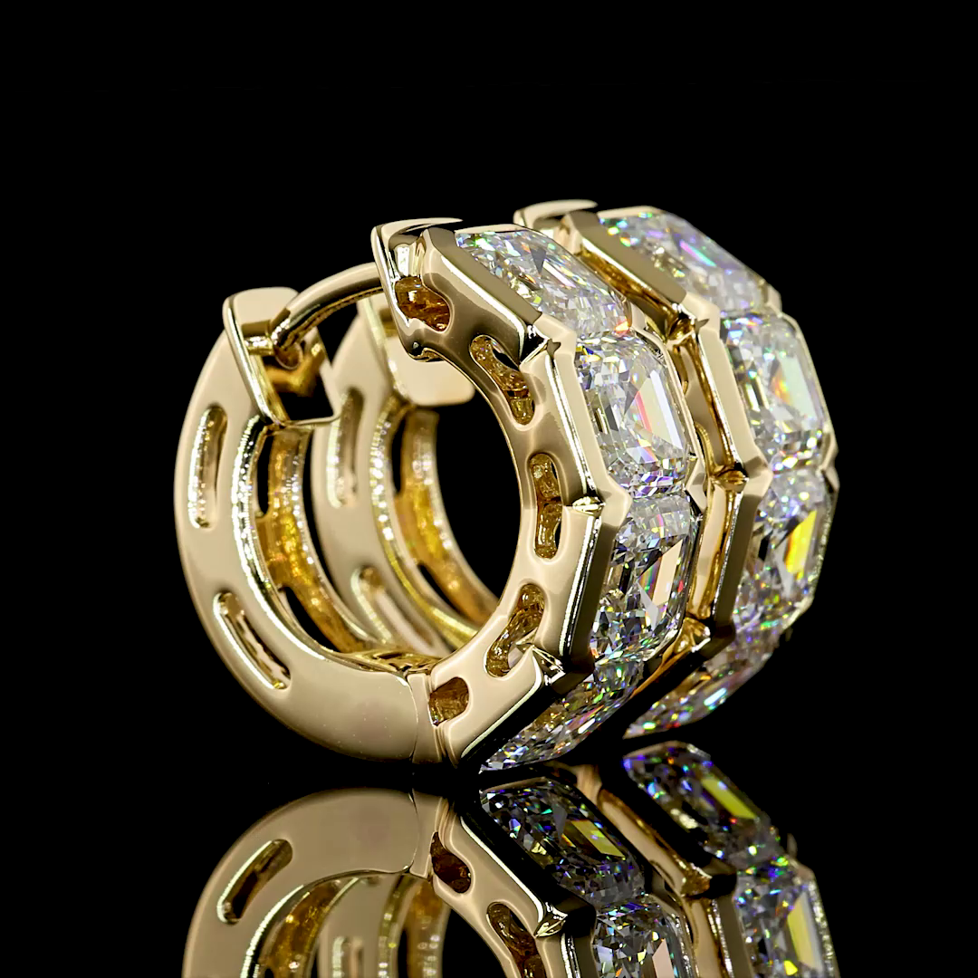 5.80 CTTW Asscher Lab Diamond Huggies Earring (E Color and VS Clarity)