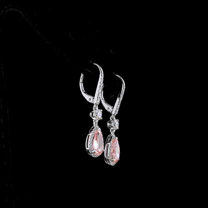 4.05 CTTW Pear Lab Diamond Hanging Earring (Fancy Vivid Pink Color and VS1 Clarity)