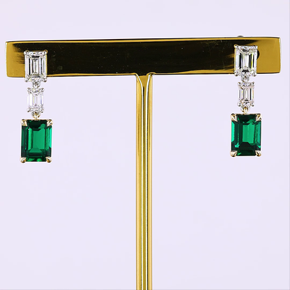 1.31 CTTW Emerald Lab Diamond Hanging Earring (VS1 Clarity)