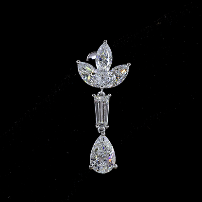 3.09 CTTW Pear Natural Diamond Hanging Earring Size 45 (F Color and SI1 Clarity)
