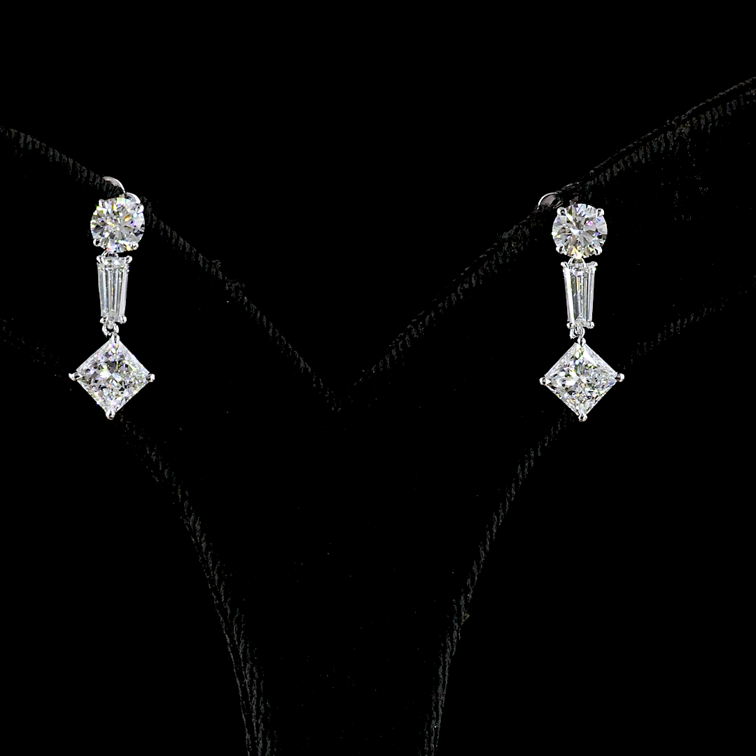 2.95 CTTW MIX Lab Diamond Hanging Earring (E Color and VS Clarity)