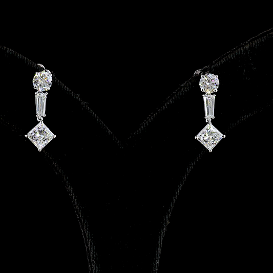 2.95 CTTW MIX Lab Diamond Hanging Earring (E Color and VS Clarity)