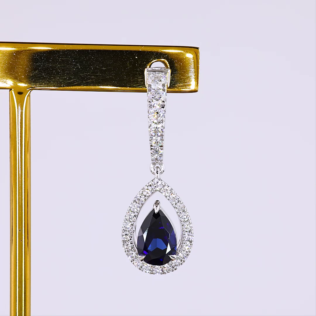 1.11 CTTW Pear Lab Grown Diamond Hanging Earring Size 18.4 (E Color and VS Clarity)
