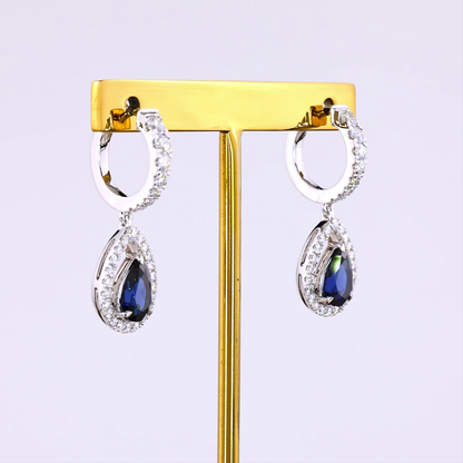 1.11 CTTW Pear Lab Grown Diamond Hanging Earring Size 18.4 (E Color and VS Clarity)
