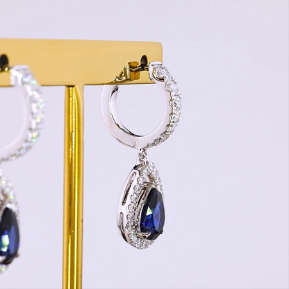 1.11 CTTW Pear Lab Grown Diamond Hanging Earring Size 18.4 (E Color and VS Clarity)