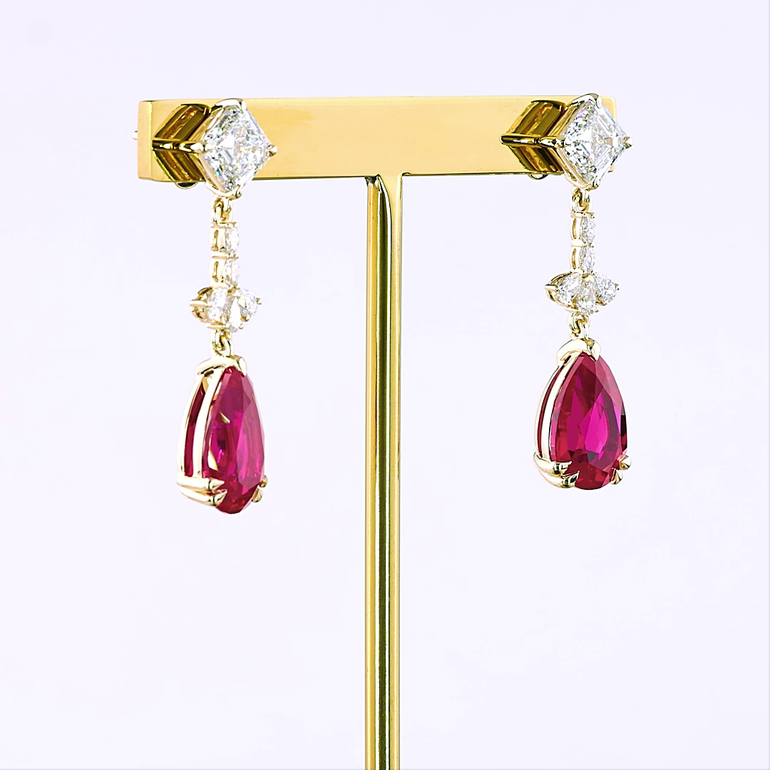 2.50 CTTW MIX Lab Diamond Hanging Earring (Rubby/Green Emerald Color and VS1 Clarity)