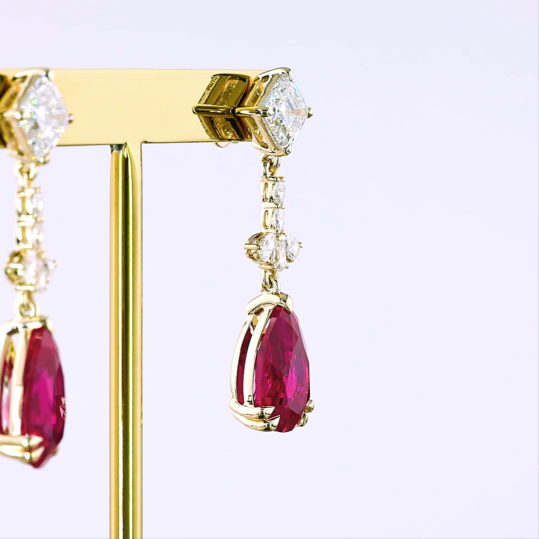 2.50 CTTW MIX Lab Diamond Hanging Earring (Rubby/Green Emerald Color and VS1 Clarity)