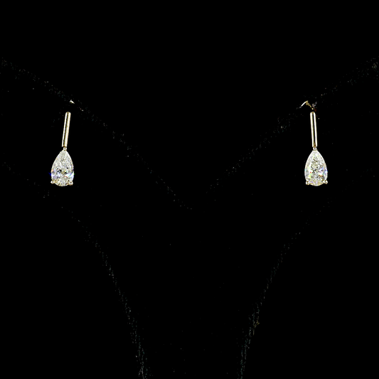 1.68 CTTW Pear Lab Diamond Hanging Earring (E Color and VS Clarity)
