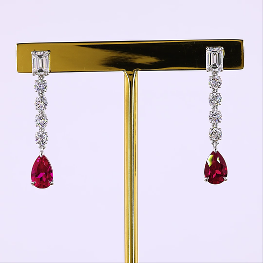 1.52 CTTW MIX Lab Diamond Hanging Earring (Rubby Color and VS1 Clarity)