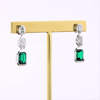 1.18 CTTW Emerald Lab Diamond Hanging Earring (VS1 Clarity)