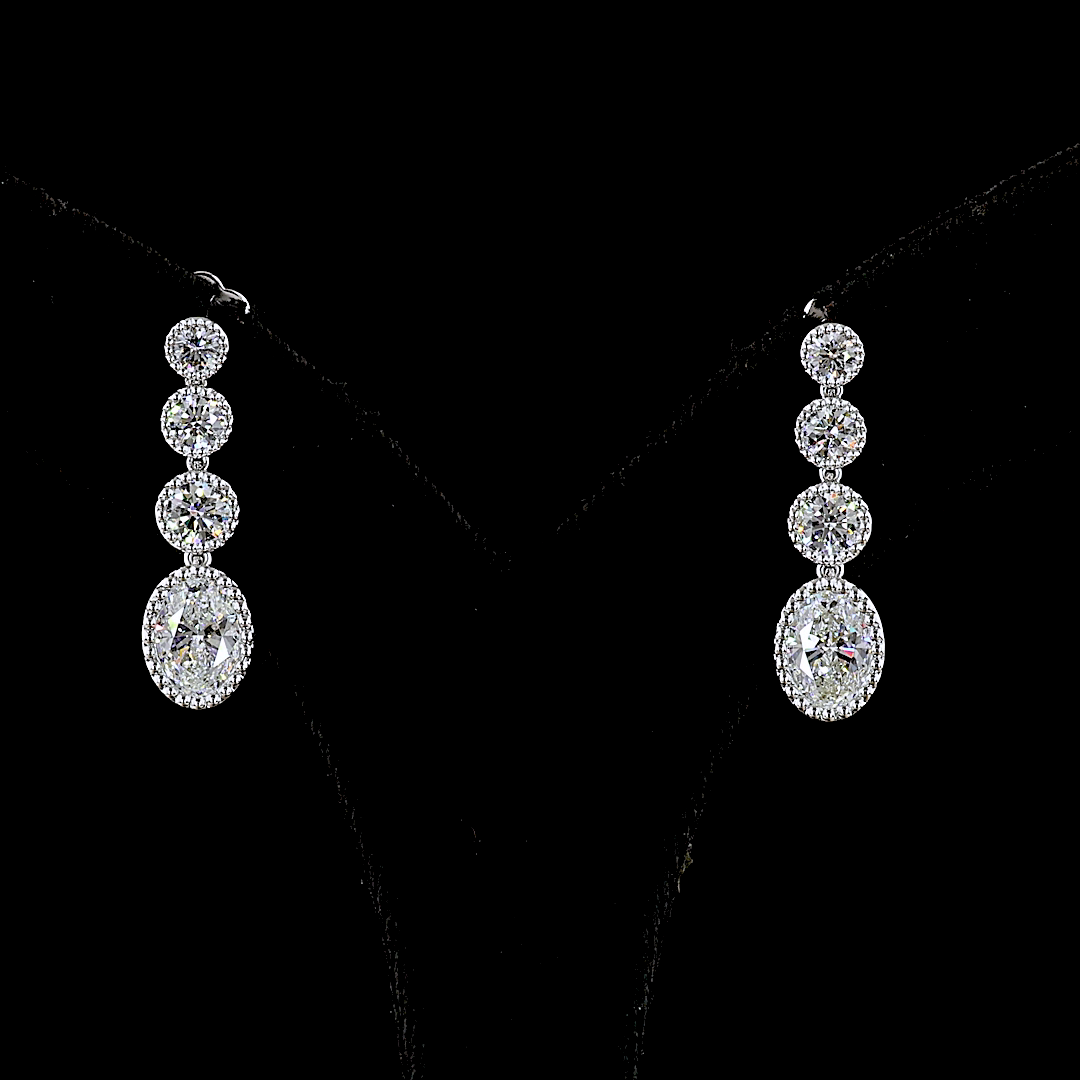 3.05 CTTW Round Lab Diamond Hanging Earring (E Color and VS Clarity)