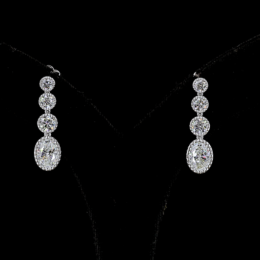 3.05 CTTW Round Lab Diamond Hanging Earring (E Color and VS Clarity)