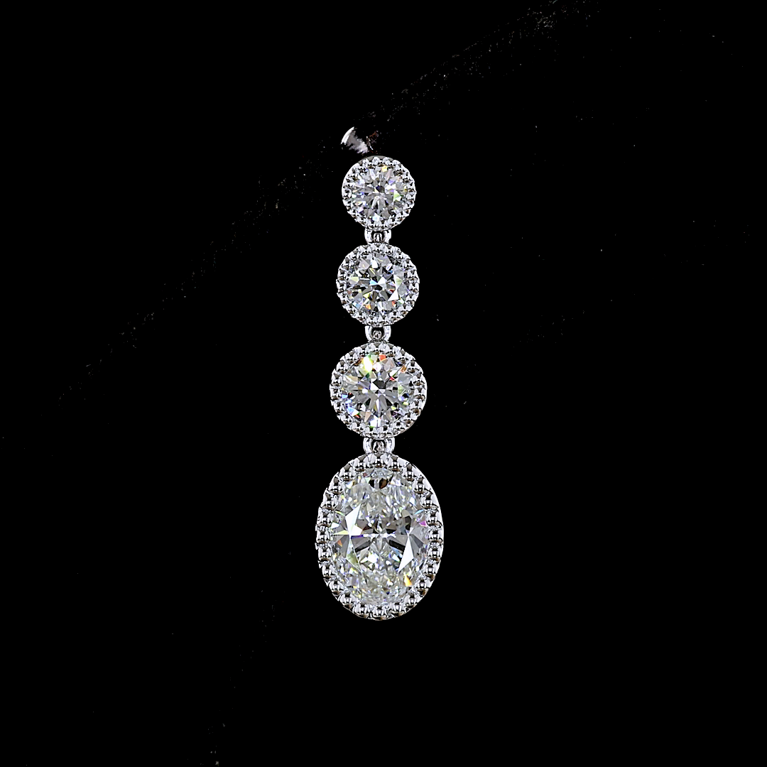 3.05 CTTW Round Lab Diamond Hanging Earring (E Color and VS Clarity)