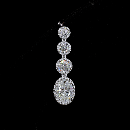 3.05 CTTW Round Lab Diamond Hanging Earring (E Color and VS Clarity)