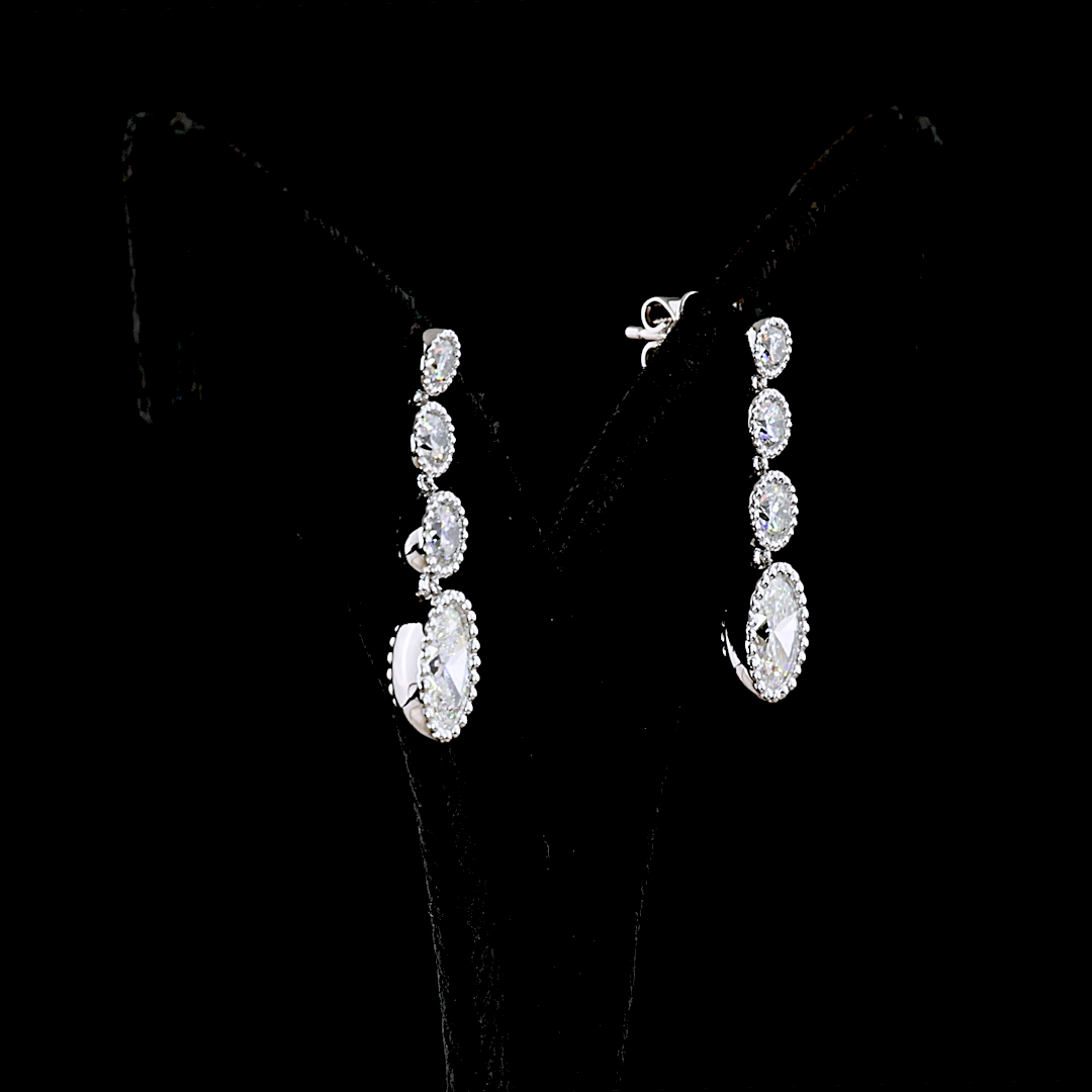 3.05 CTTW Round Lab Diamond Hanging Earring (E Color and VS Clarity)