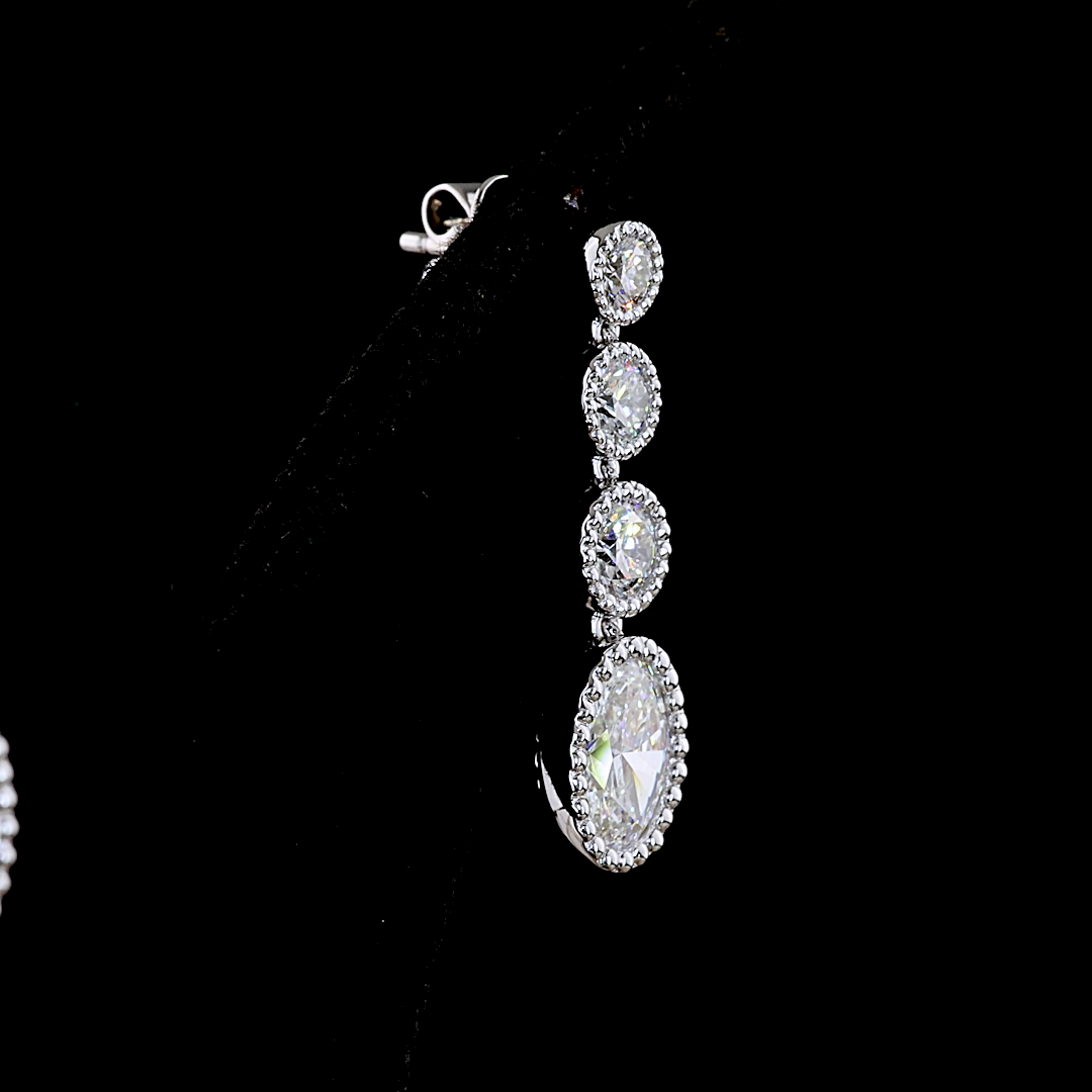 3.05 CTTW Round Lab Diamond Hanging Earring (E Color and VS Clarity)