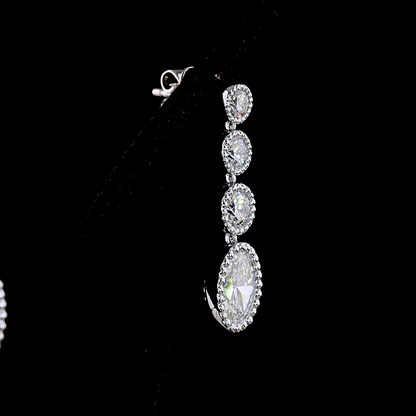 3.05 CTTW Round Lab Diamond Hanging Earring (E Color and VS Clarity)