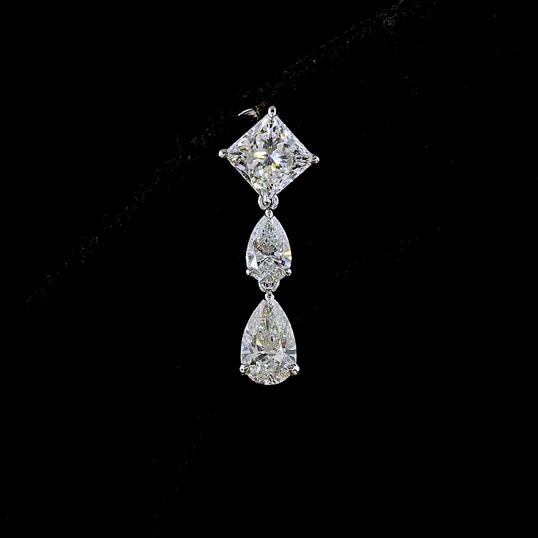 2.97 CTTW Princess Lab Diamond Hanging Earring (E Color and VS Clarity)
