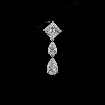 2.97 CTTW Princess Lab Diamond Hanging Earring (E Color and VS Clarity)