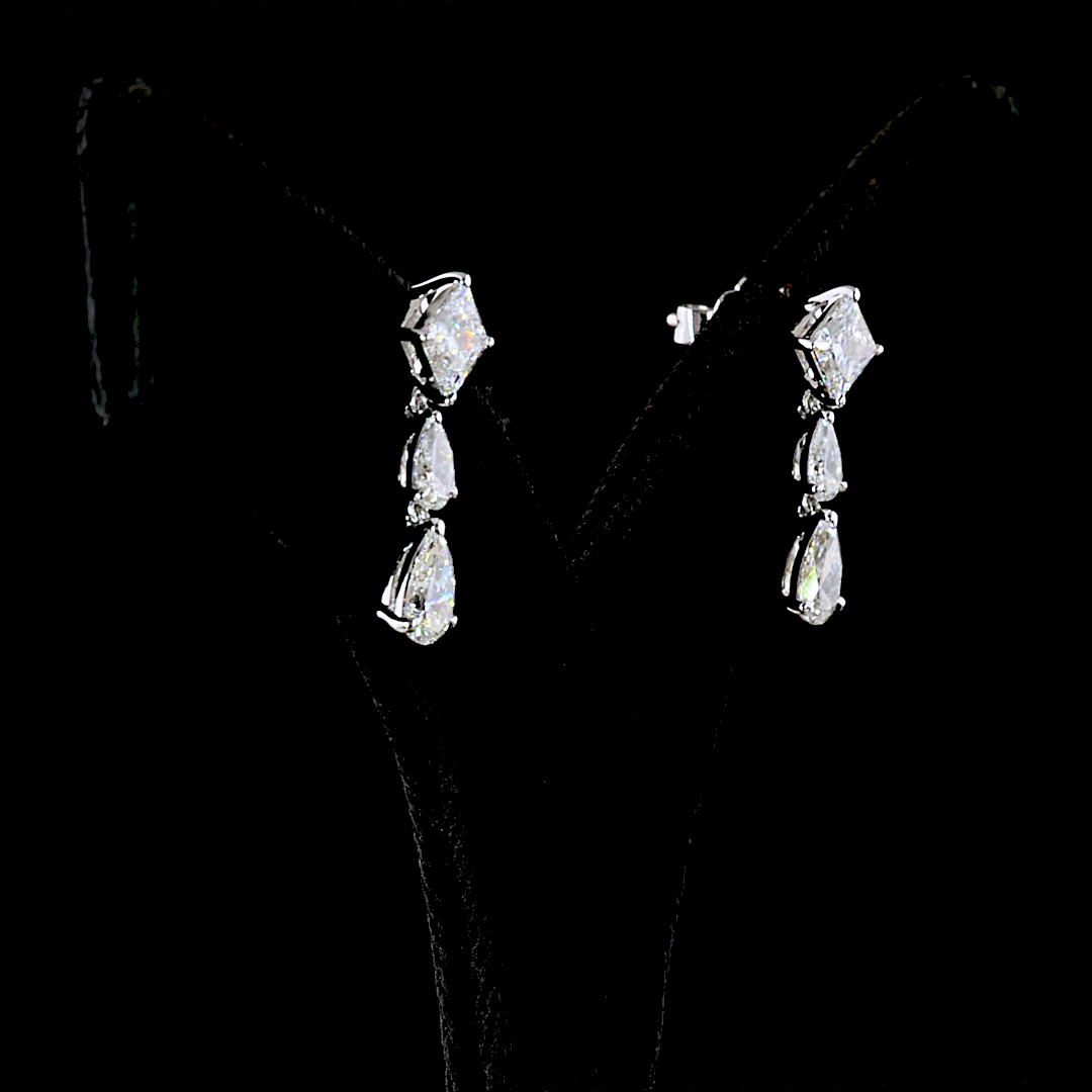 2.97 CTTW Princess Lab Diamond Hanging Earring (E Color and VS Clarity)