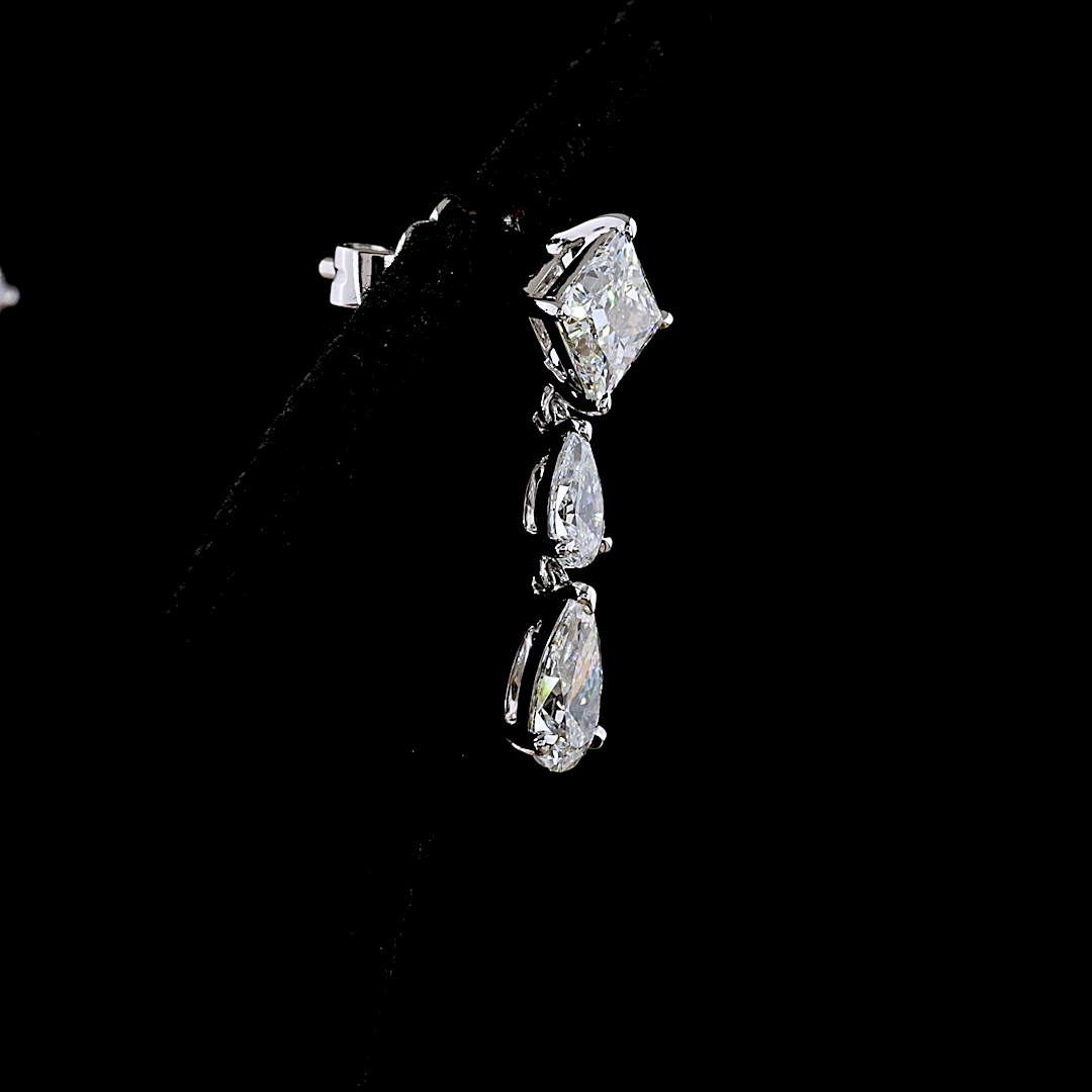 2.97 CTTW Princess Lab Diamond Hanging Earring (E Color and VS Clarity)