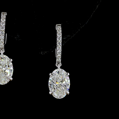 3.27 CTTW Oval Lab Diamond Hanging Earring (F Color and VS1 Clarity)