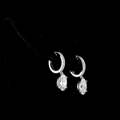 3.27 CTTW Oval Lab Diamond Hanging Earring (F Color and VS1 Clarity)