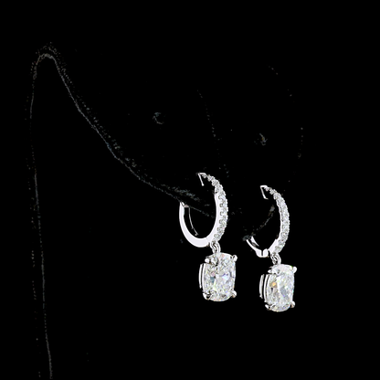 3.26 CTTW Cushion Brilliant Lab Diamond Hanging Earring (F Color and VS1 Clarity)
