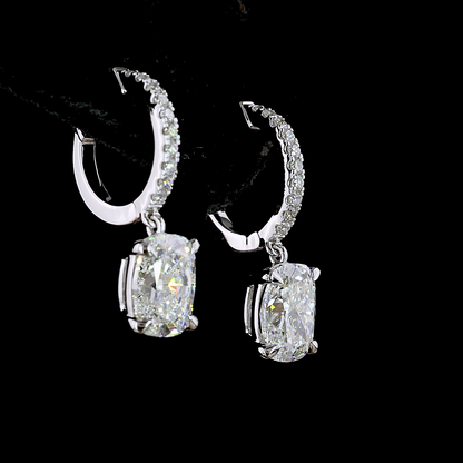 3.26 CTTW Cushion Brilliant Lab Diamond Hanging Earring (F Color and VS1 Clarity)