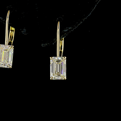 2.10 CTTW Emerald Lab Diamond Hanging Earring (D Color and VVS2 Clarity)