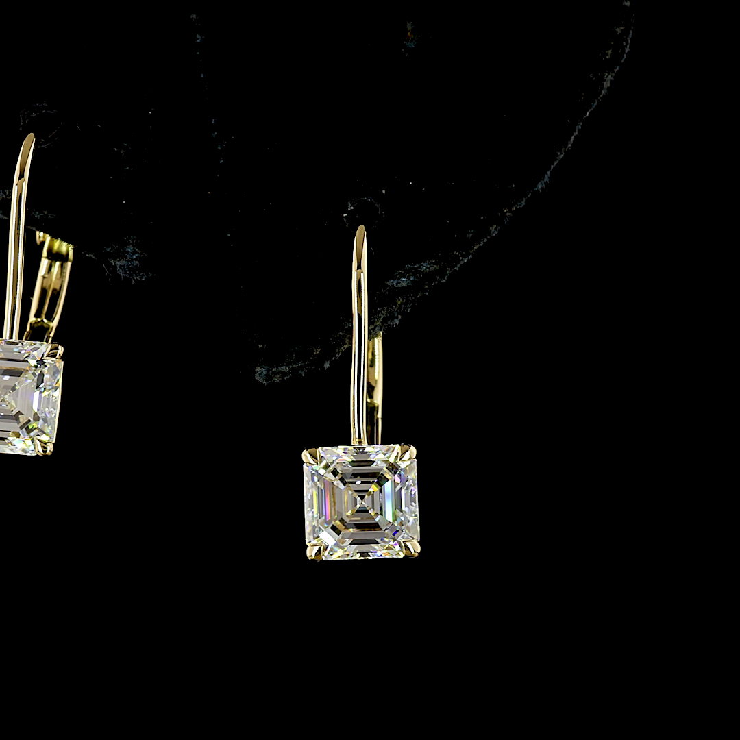 3.13 CTTW Asscher Lab Diamond Hanging Earring (D Color and VVS2 Clarity)