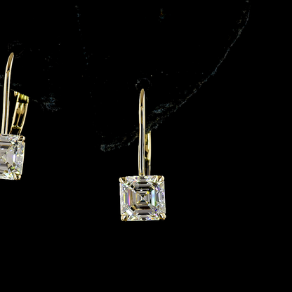3.13 CTTW Asscher Lab Diamond Hanging Earring (D Color and VVS2 Clarity)