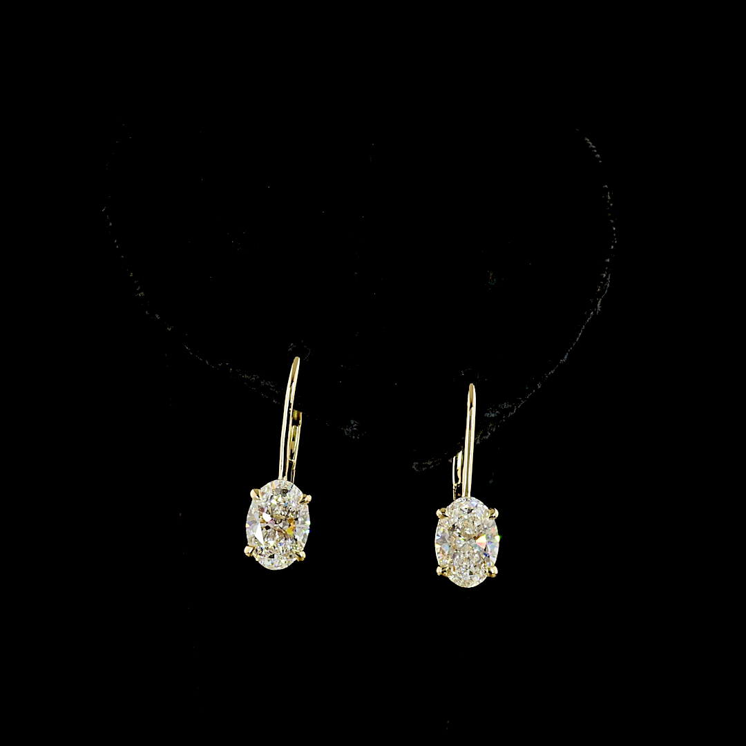 2.11 CTTW Oval Lab Diamond Hanging Earring (E Color and VVS2 Clarity)