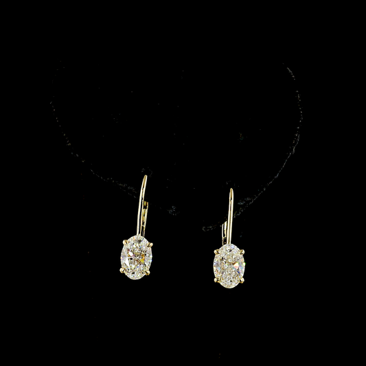 2.11 CTTW Oval Lab Diamond Hanging Earring (E Color and VVS2 Clarity)
