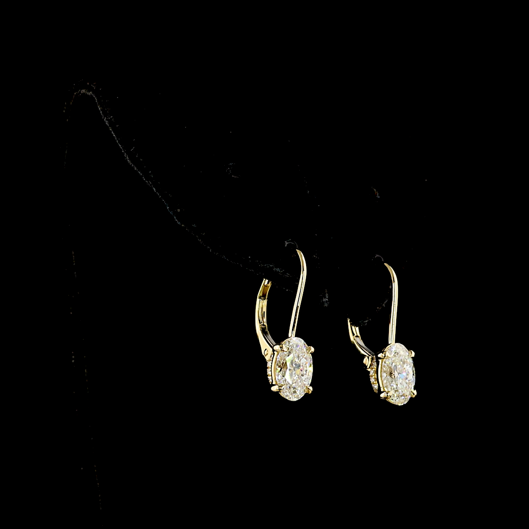 2.11 CTTW Oval Lab Diamond Hanging Earring (E Color and VVS2 Clarity)