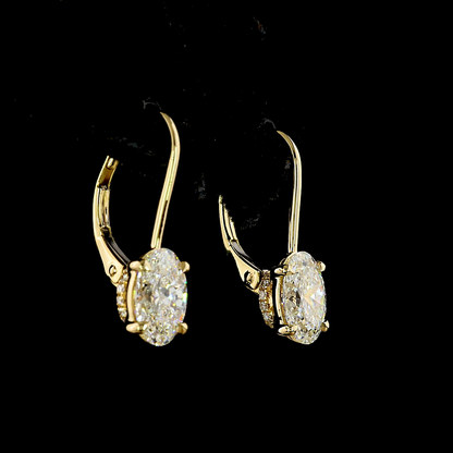2.11 CTTW Oval Lab Diamond Hanging Earring (E Color and VVS2 Clarity)