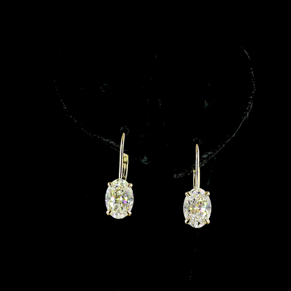 3.17 CTTW Oval Lab Grown Diamond Hanging Earring Size 19.6 (E Color and VS2 Clarity)
