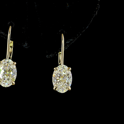 3.17 CTTW Oval Lab Grown Diamond Hanging Earring Size 19.6 (E Color and VS2 Clarity)