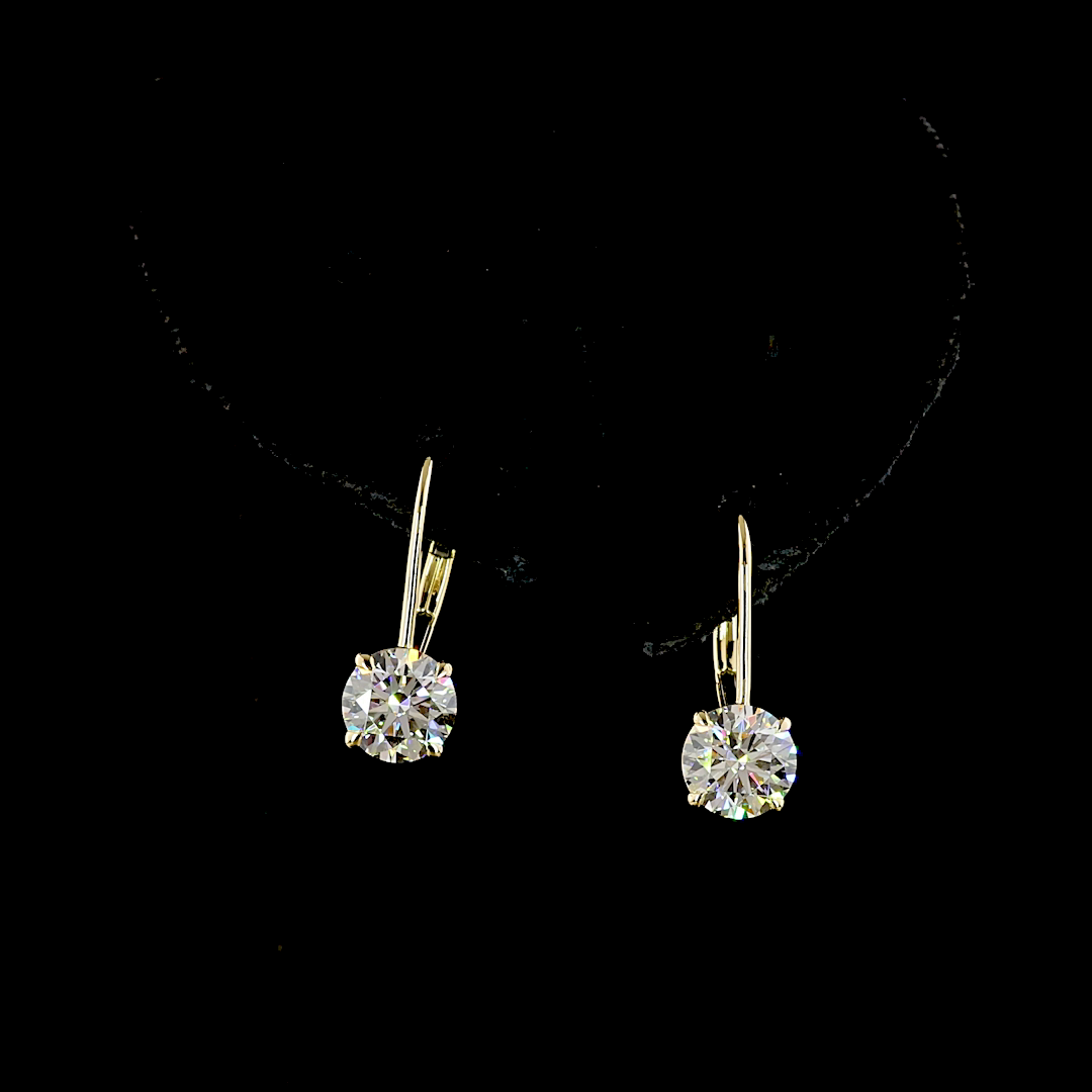 2.07 CTTW Round Lab Diamond Hanging Earring (E Color and VVS2 Clarity)
