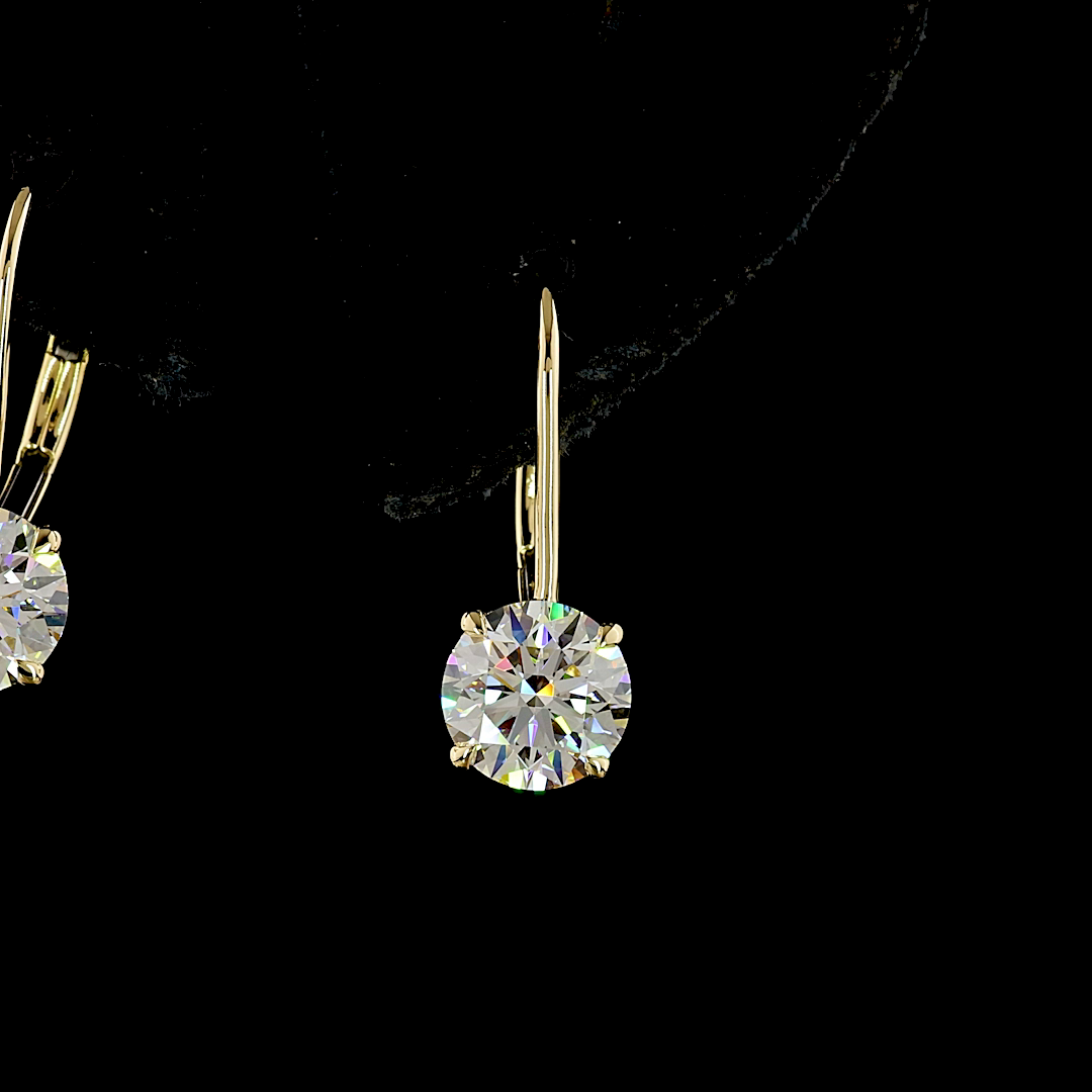 2.07 CTTW Round Lab Diamond Hanging Earring (E Color and VVS2 Clarity)