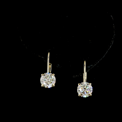 3.12 CTTW Round Lab Diamond Hanging Earring (F Color and VS1 Clarity)