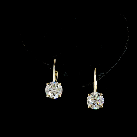 3.12 CTTW Round Lab Diamond Hanging Earring (F Color and VS1 Clarity)