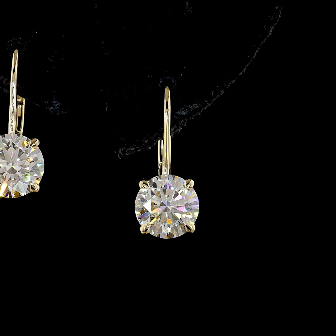 3.12 CTTW Round Lab Diamond Hanging Earring (F Color and VS1 Clarity)