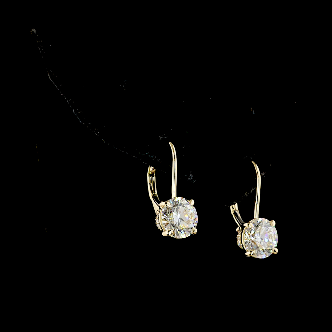 3.12 CTTW Round Lab Diamond Hanging Earring (F Color and VS1 Clarity)