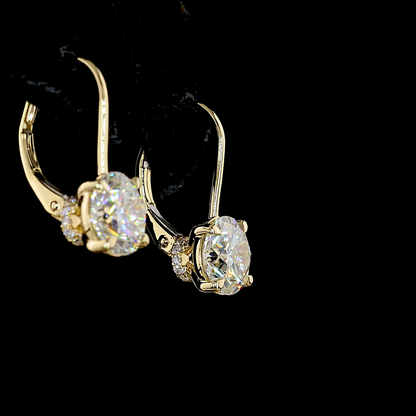 3.12 CTTW Round Lab Diamond Hanging Earring (F Color and VS1 Clarity)