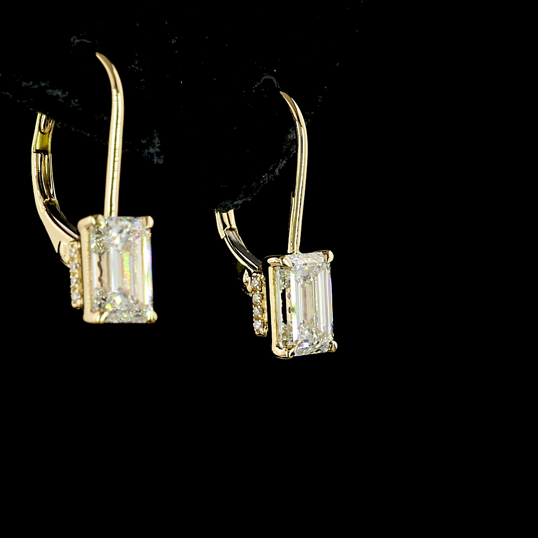 2.07 CTTW Emerald Lab Diamond Hanging Earring (E Color and VS1 Clarity)