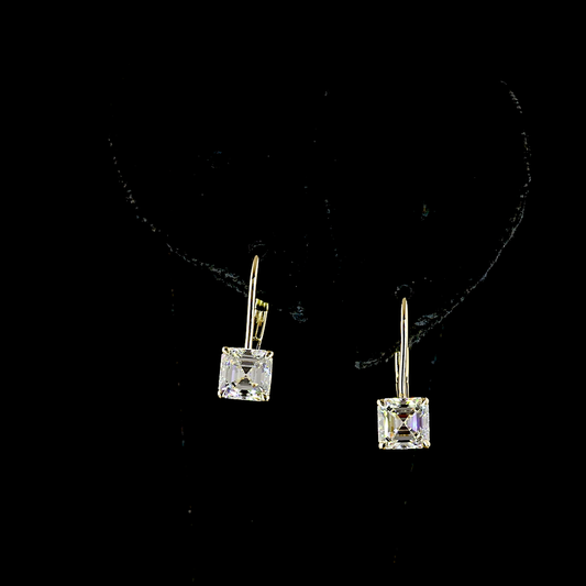 2.02 CTTW Asscher Lab Diamond Hanging Earring (F Color and VVS2 Clarity)